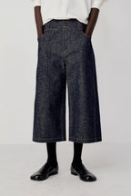 OPICLOTH Essential Stitched Cropped Raw Jeans