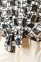 EPIC POETRY Monochrome Collage Grid Cuban Half Shirt