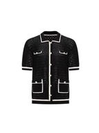 TIWILLTANG Contrast Trim Knitted Half Shirt