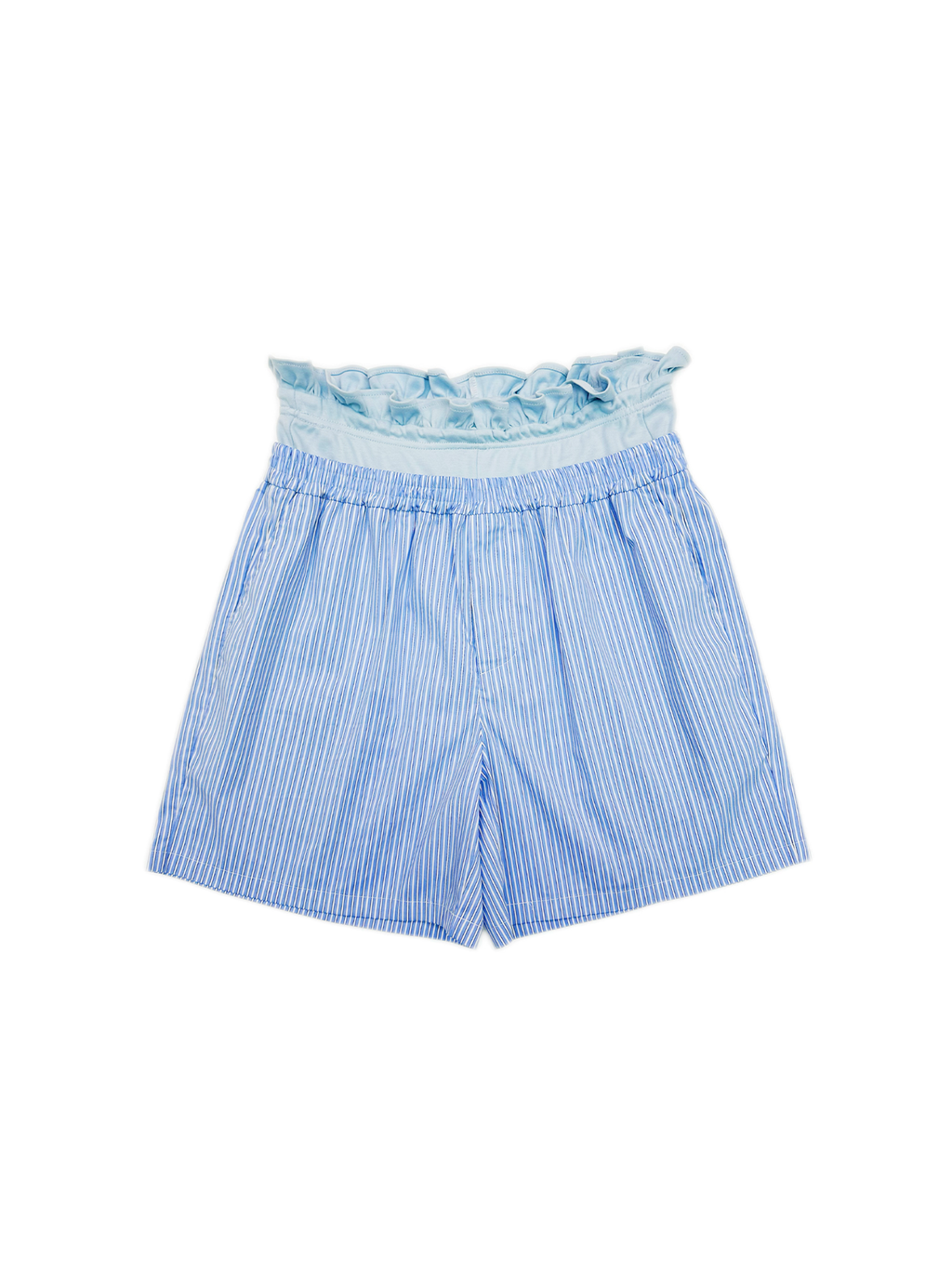 KADAKADA Retro Striped Ruffle-Waist Layered Shorts