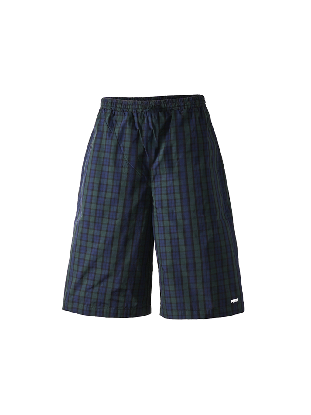 PMW Retro Plaid Drawstring Wide-Leg Shorts