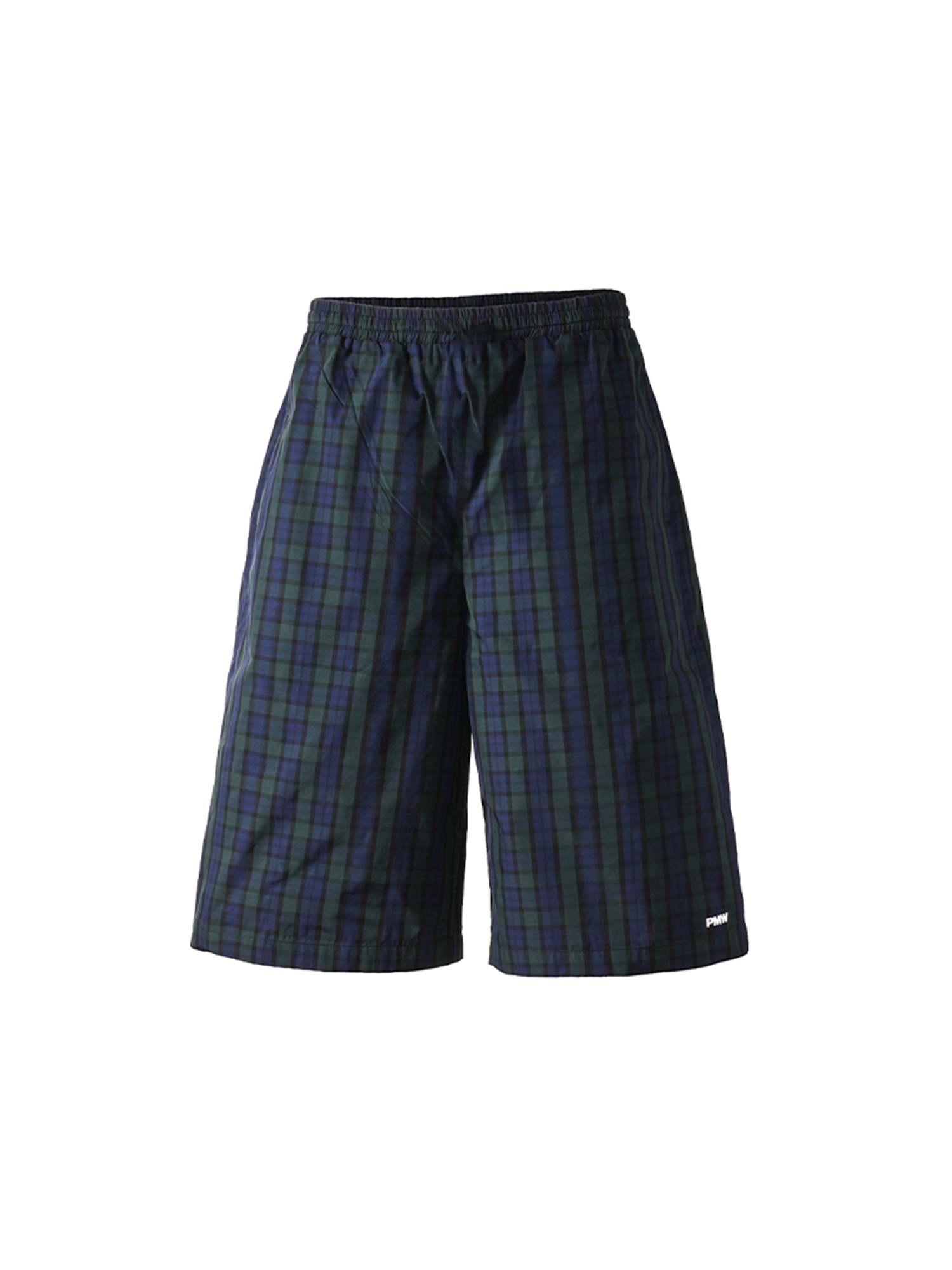 PMW Retro Plaid Drawstring Wide-Leg Shorts