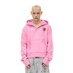 WHISTLEHUNTER Distressed Embroidered V-Neck Hoodie
