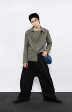 7440 37 1 Symmetrical Pleats Drop-Crotch Jeans
