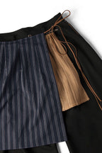 RELABEL Layered Striped Apron Wide-Leg Pants