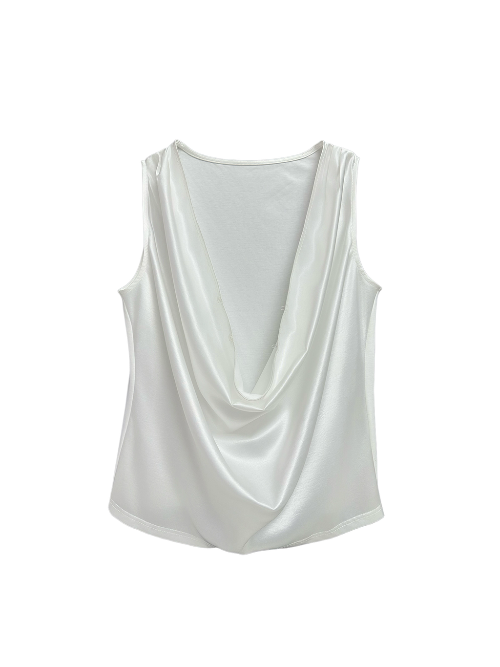 KADAKADA Pearl Sheen Deep V Draped Sleeveless Shirt