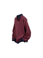 RELABEL Contrast Layered Henley Long-Sleeve Tee