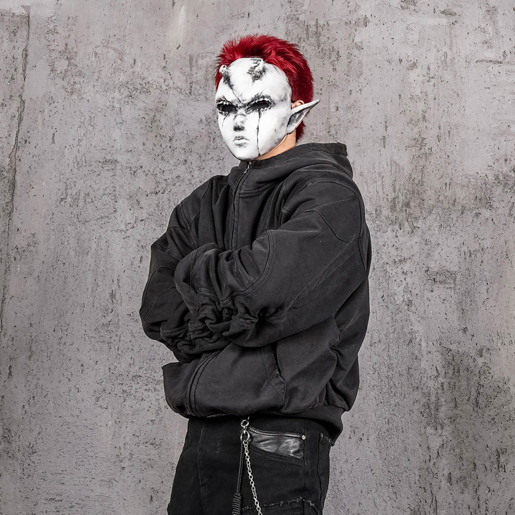 UNDERWATER Distressed Spliced Fallen Armor Zip-Up Hoodie