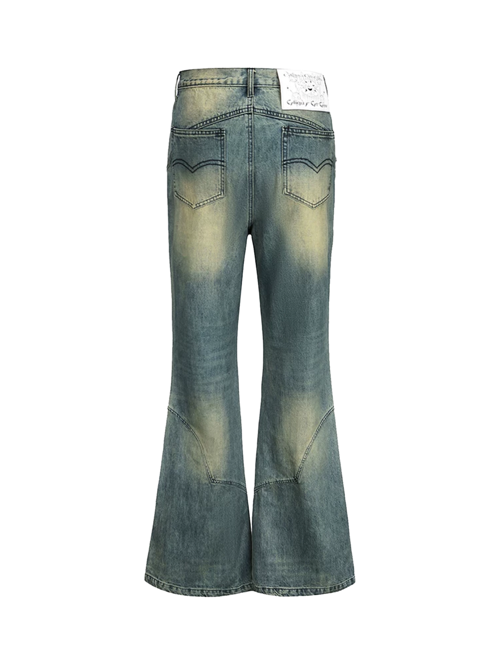ERISSTOFF Washed Detachable Flared Jeans Blue