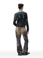 CYCYCY Feather Full-Print Slim Flared Jeans