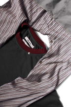 RELABEL Triple-Layer Detachable Striped Hood Long-Sleeve Tee Red
