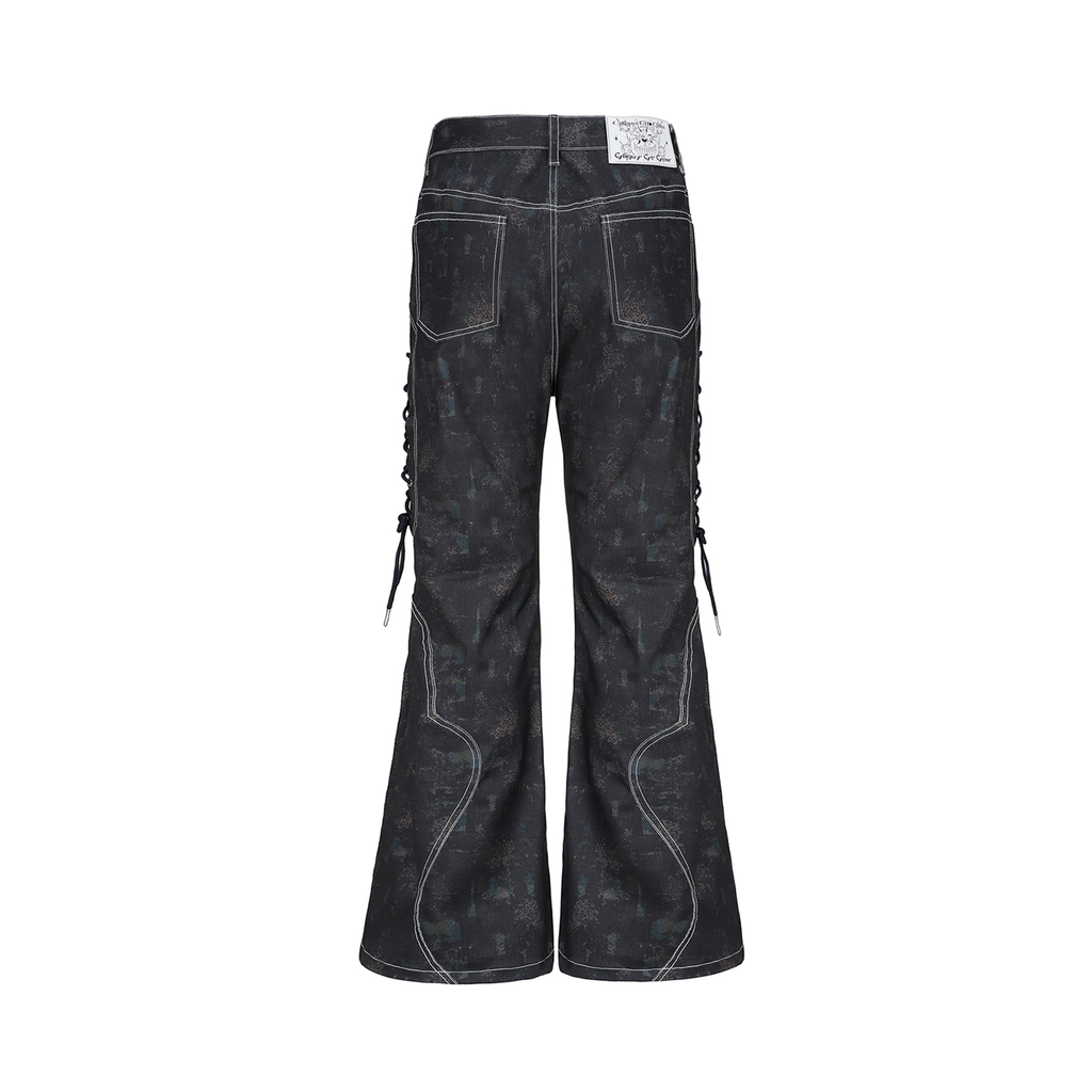 CYCYCY Wasteland Leopard Drawcord Flared Jeans