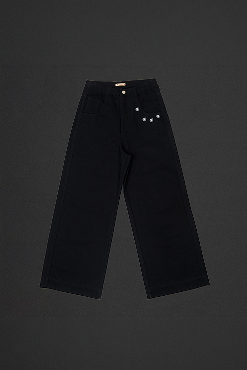 NIANJIUYIKOUER Embroidered Wide-Leg Twill Pants