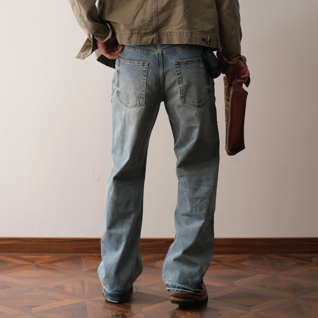 NEIGBORL Washed Distressed Straight-Leg Jeans