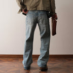 NEIGBORL Washed Distressed Straight-Leg Jeans