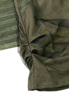 RELABEL Detachable Striped Drape Ruched Oversized Shorts Green