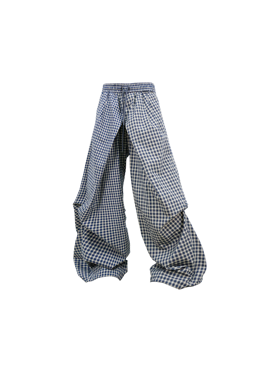 RELABEL Gingham Draped Drawstring Oversized Cargo
