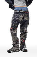 CYCYCY Full-Print Script Flared Jeans