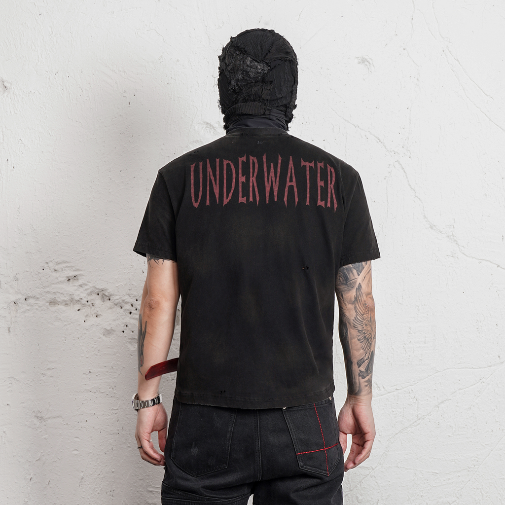 UNDERWATER Washed Distressed Graphic T-Shirt