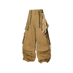 RELABEL Multi-Pocket Detachable Scarf Distressed Cargo Brown