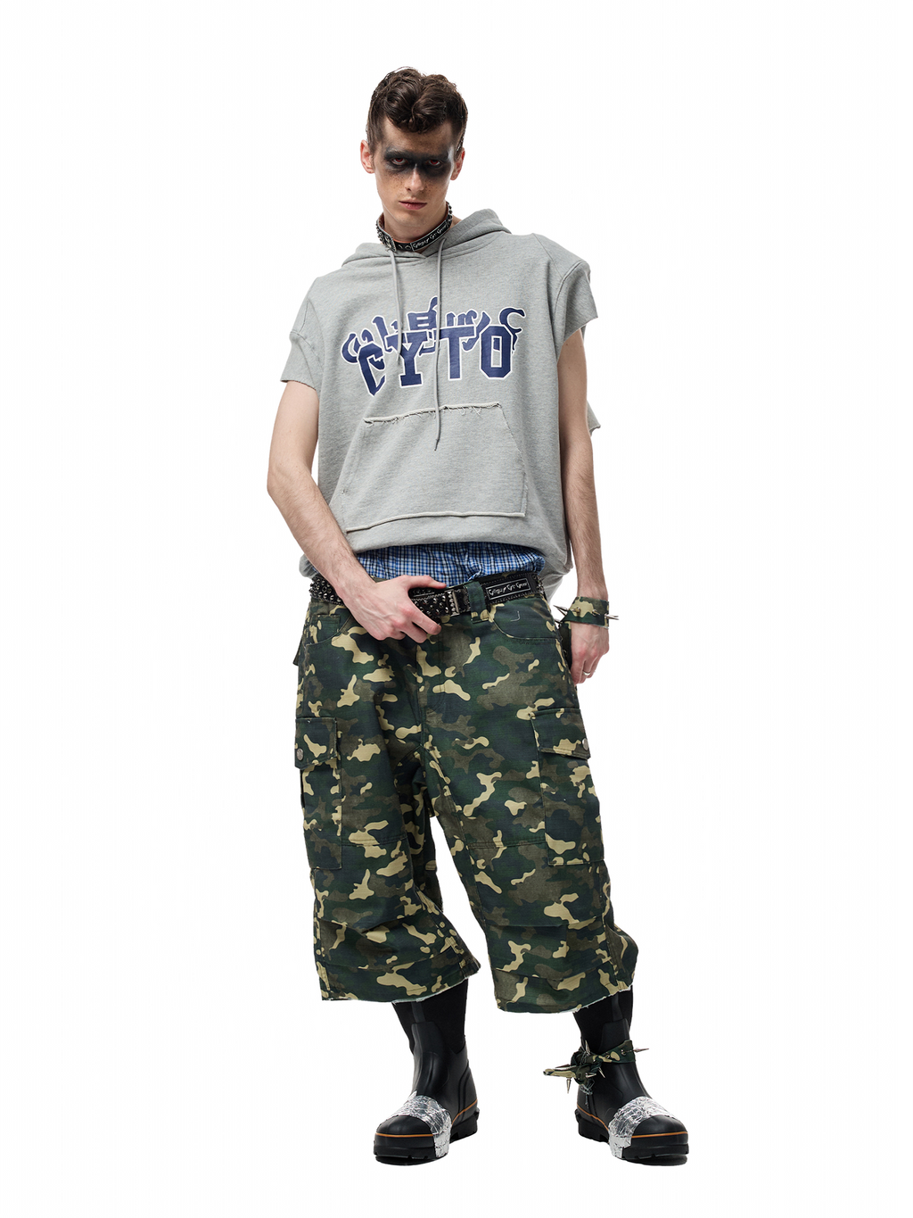 CYCYCY Camo Wide-Leg Cargo Shorts
