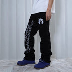 VINKID Double-Waist Script Graphic Jeans