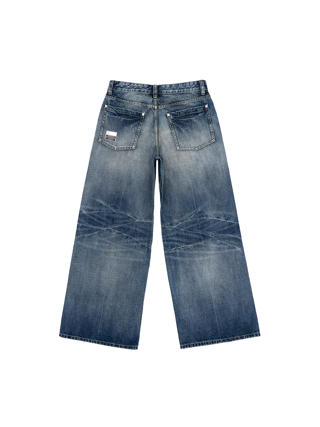 IN EXISTENCE x i Washed Lightning Fade Wide-Leg Jeans Blue