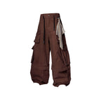 RELABEL Multi-Pocket Detachable Scarf Distressed Cargo Coffee