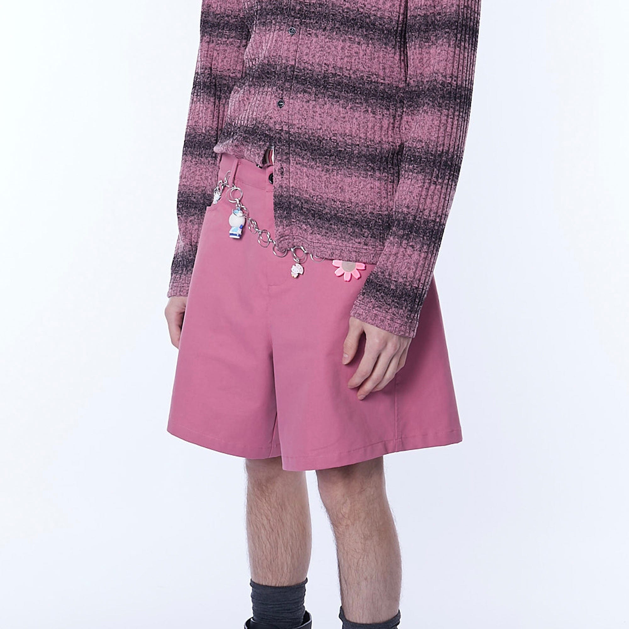 ASSEEN Asymmetric Side Strap Wide-Leg Shorts