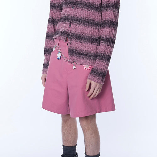 ASSEEN Asymmetric Side Strap Wide-Leg Shorts