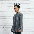 VENTUREK Washed Stripe-Layered Graffiti Long-Sleeve Tee