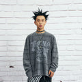 VENTUREK Washed Stripe-Layered Graffiti Long-Sleeve Tee
