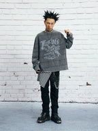 VENTUREK Washed Stripe-Layered Graffiti Long-Sleeve Tee