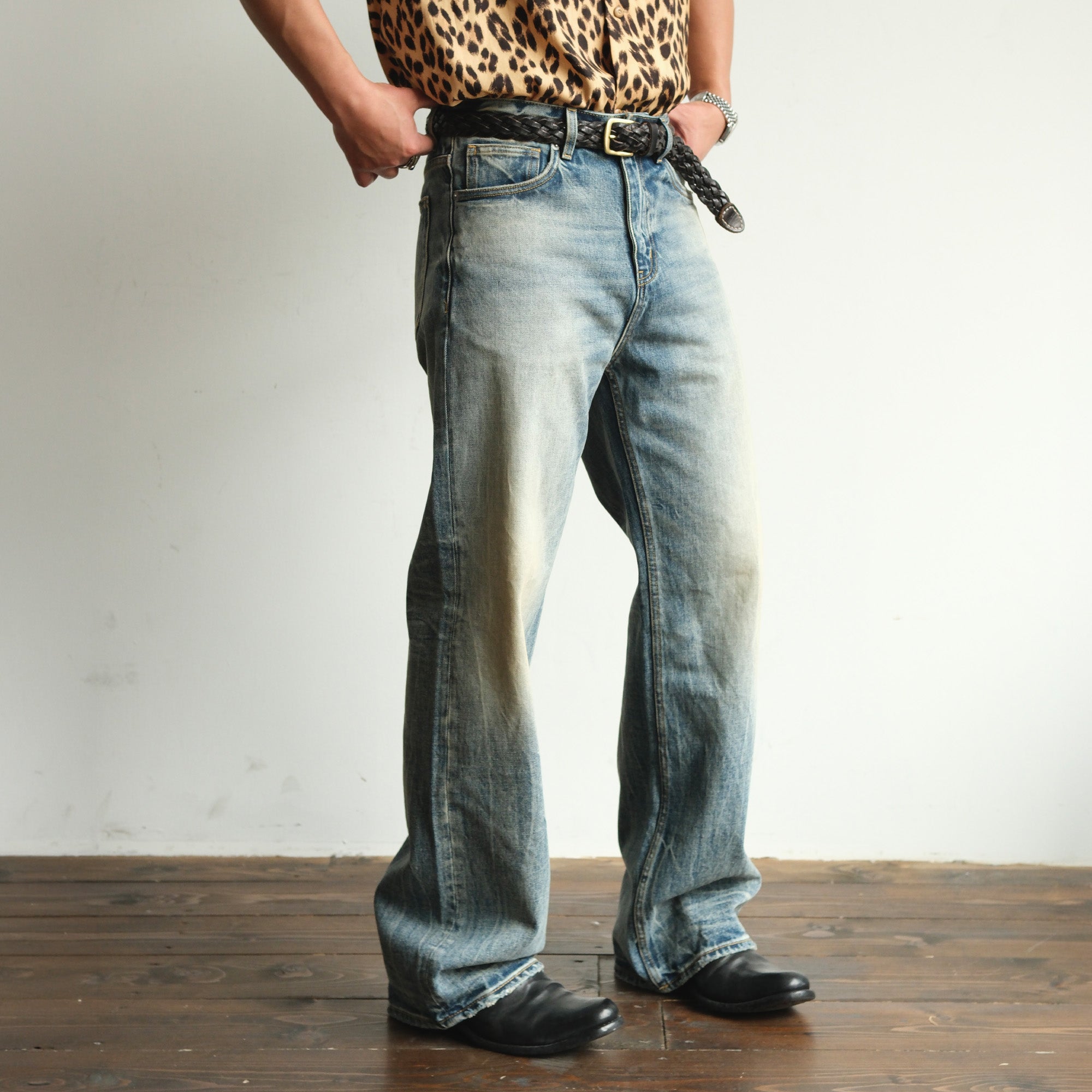 NEIGBORL Whiskering Washed  Straight-Leg Jeans