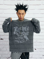 VENTUREK Washed Stripe-Layered Graffiti Long-Sleeve Tee