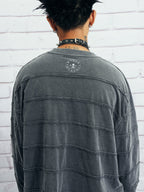 VENTUREK Washed Stripe-Layered Graffiti Long-Sleeve Tee