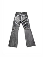 VINKID Distressed Grommet Strap Flared Jeans
