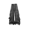 RELABEL Washed Paneled Strap Oversized Cargo Jeans Black