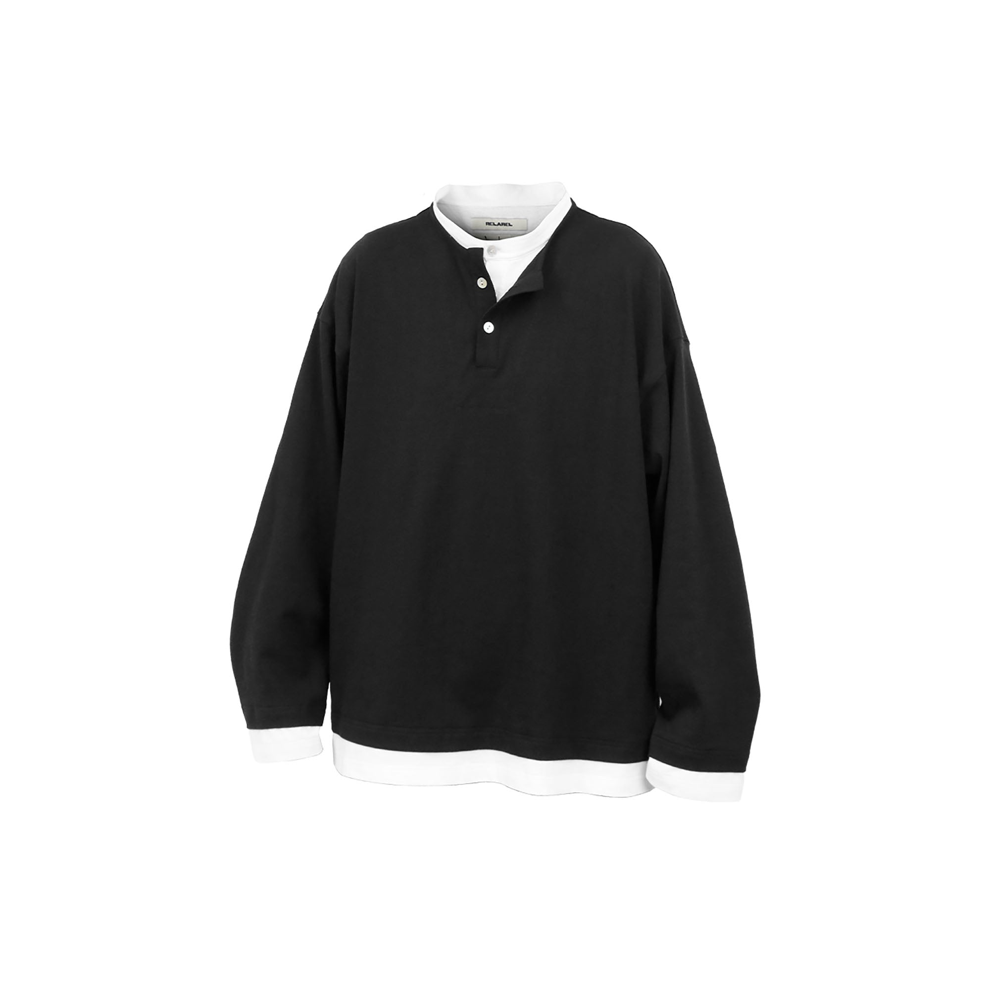 RELABEL Contrast Layered Henley Long-Sleeve Tee