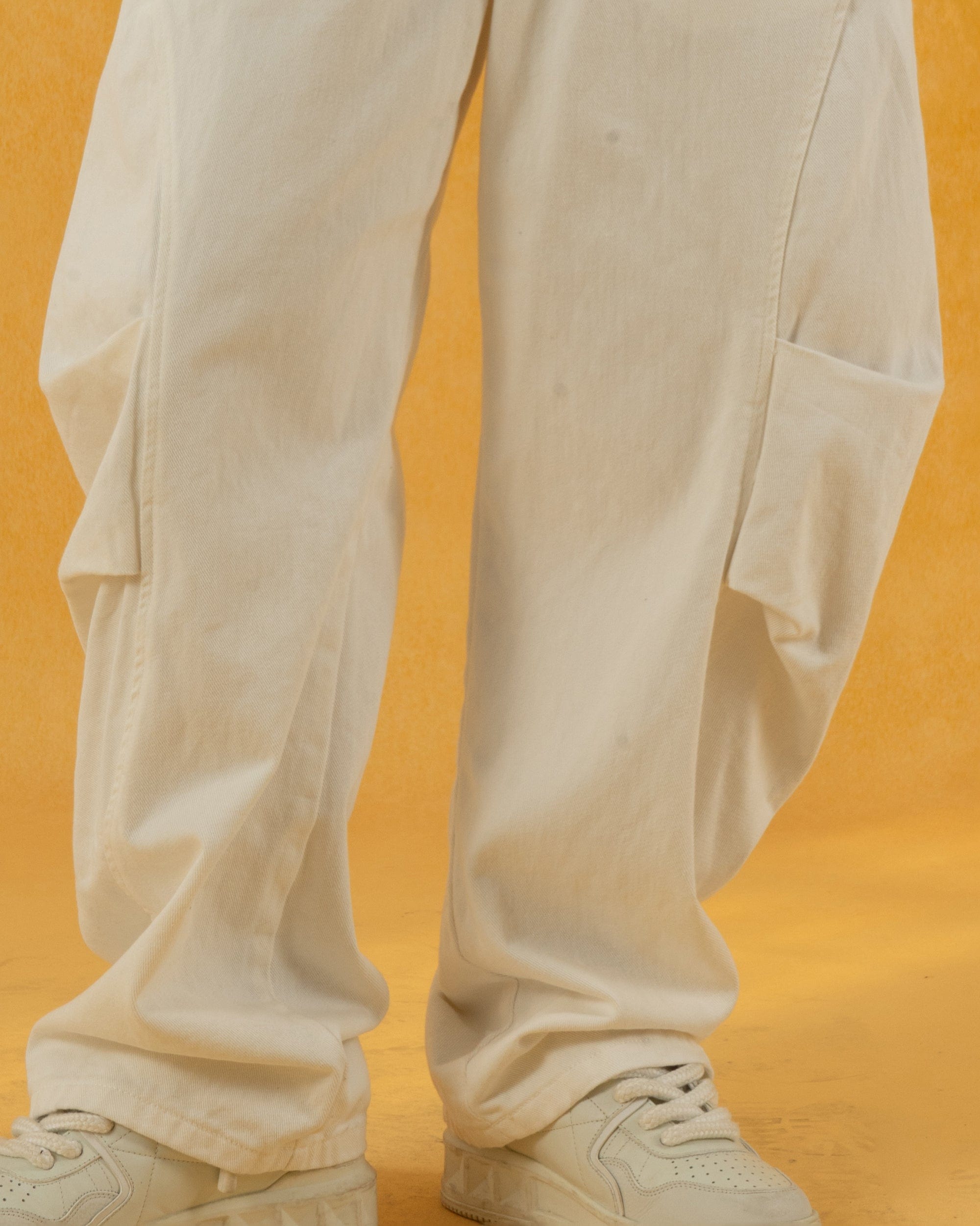 CLP Deconstructed Pleated Button Wide-Leg Pants