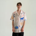 WIID Doodle Sketch Full-Print Cuban Half Shirt