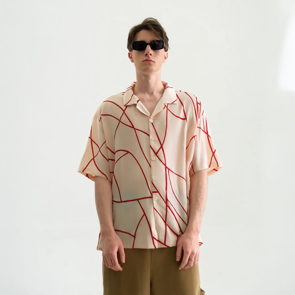 WIID Abstract Line Oversized Cuban Half Shirt