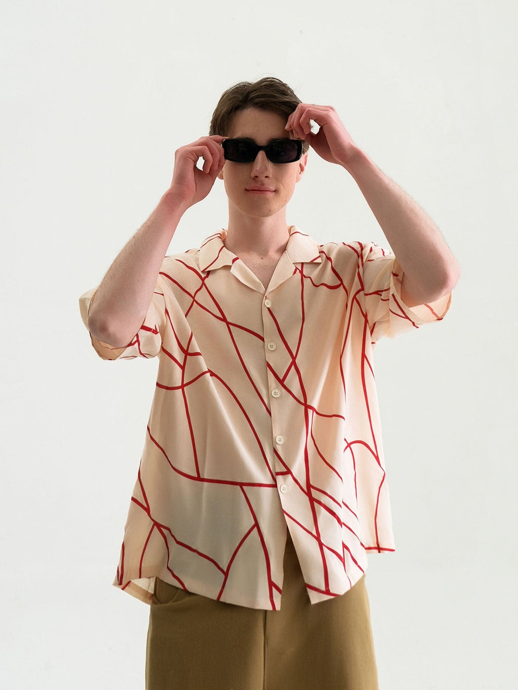WIID Abstract Line Oversized Cuban Half Shirt