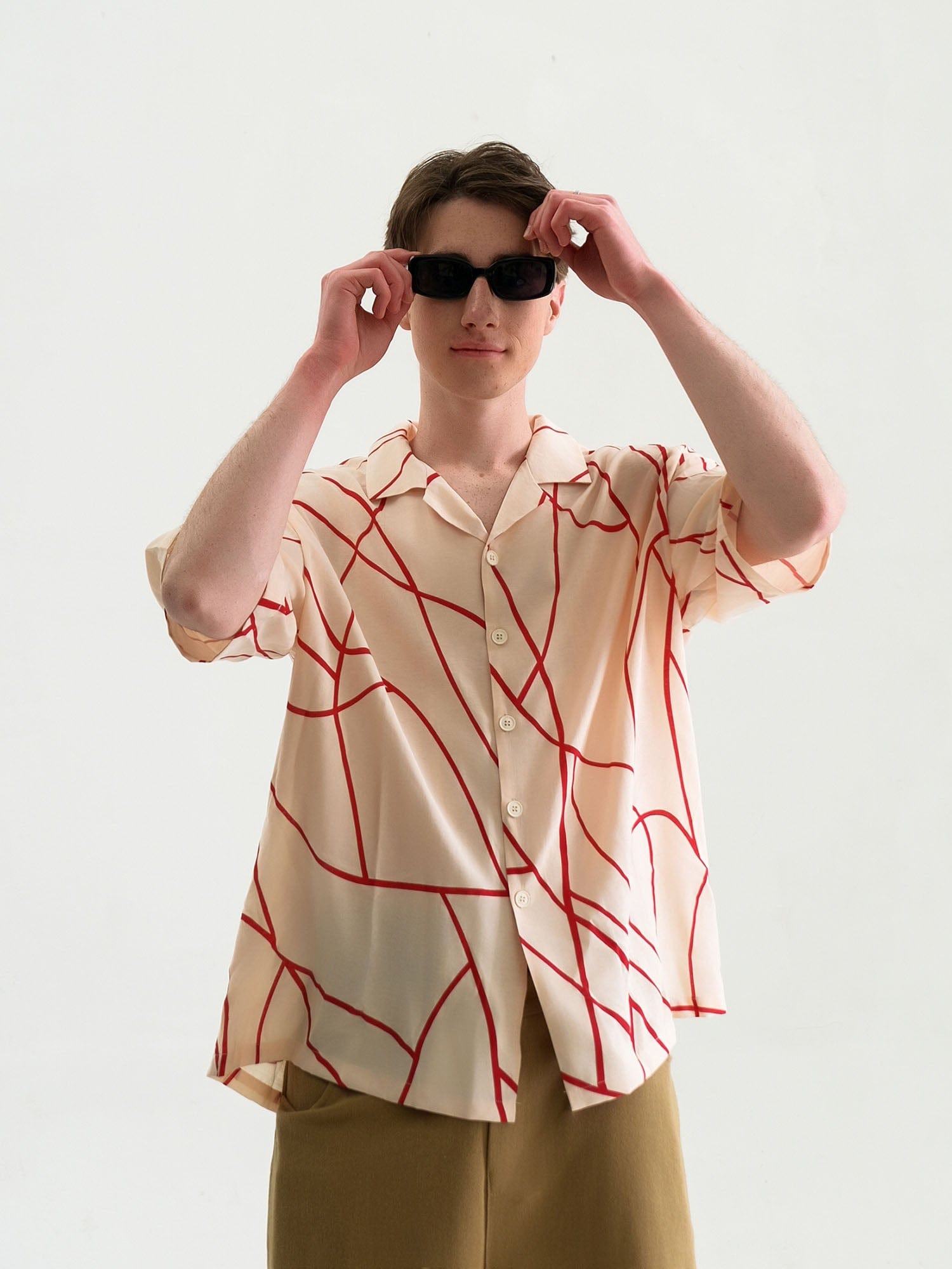 WIID Abstract Line Oversized Cuban Half Shirt