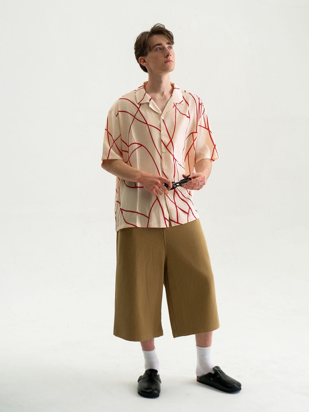 WIID Abstract Line Oversized Cuban Half Shirt