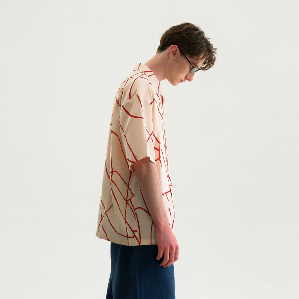 WIID Abstract Line Oversized Cuban Half Shirt
