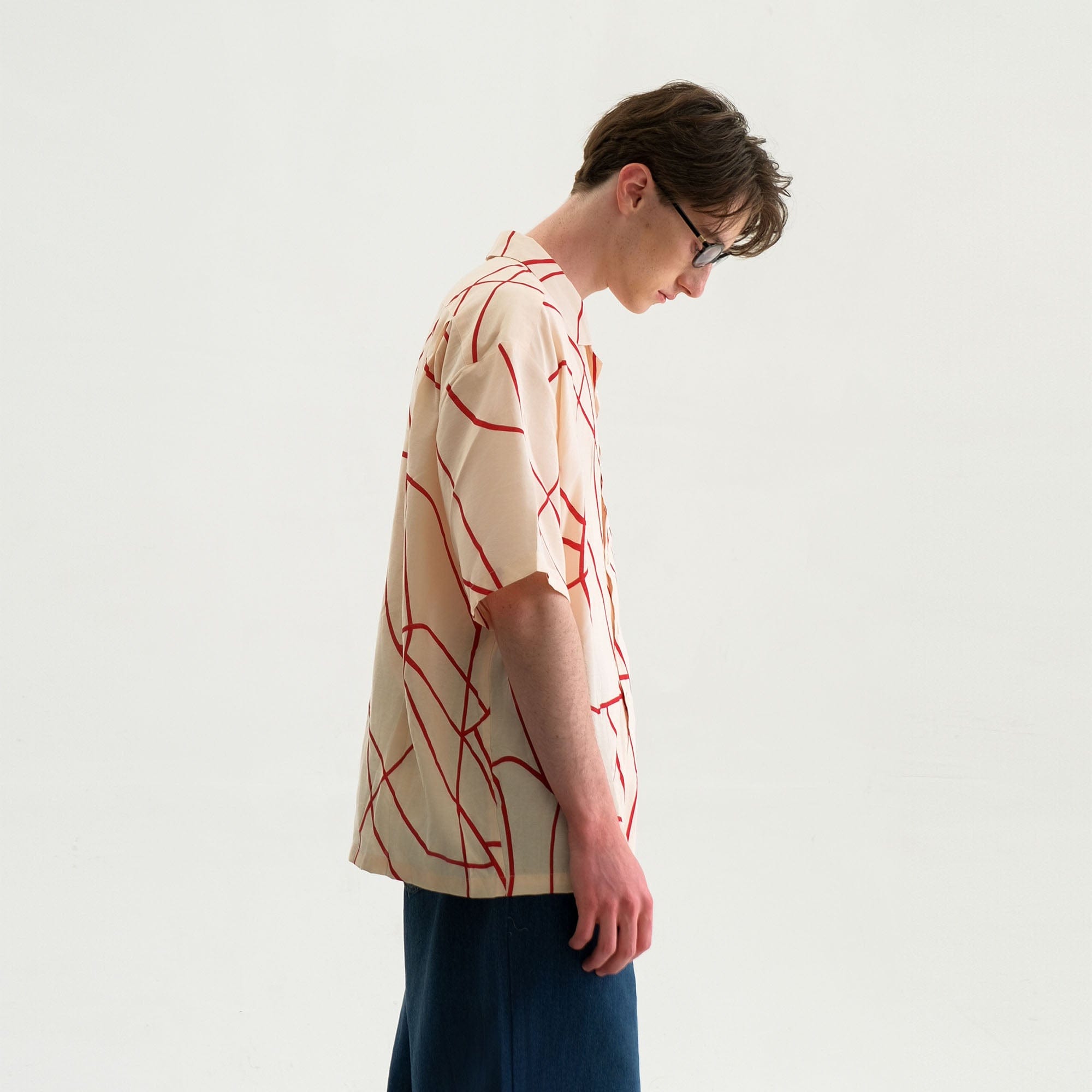 WIID Abstract Line Oversized Cuban Half Shirt