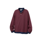 RELABEL Contrast Layered Henley Long-Sleeve Tee