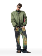 CYCYCY Iridescent Croc Full-Print Slim Flared Jeans