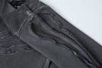 CLP Distressed Raw-Seam Paneled Long-Sleeve Tee